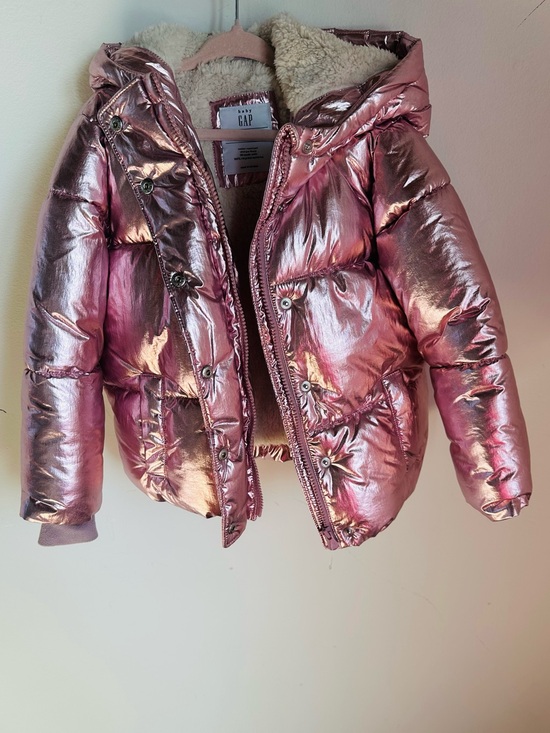 GAP Other - GAP Metallic Rose Puffer Jacket with Sherpa Hood